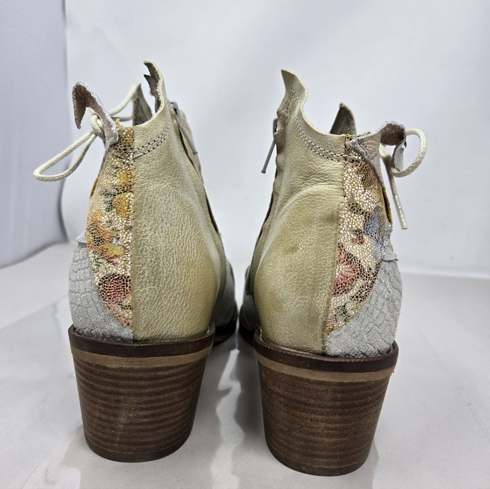 Dkode Bottine Womens Cowgirl Boots Sz 7.5 Distressed Leather Patchwork Side Lace - Picture 4 of 12